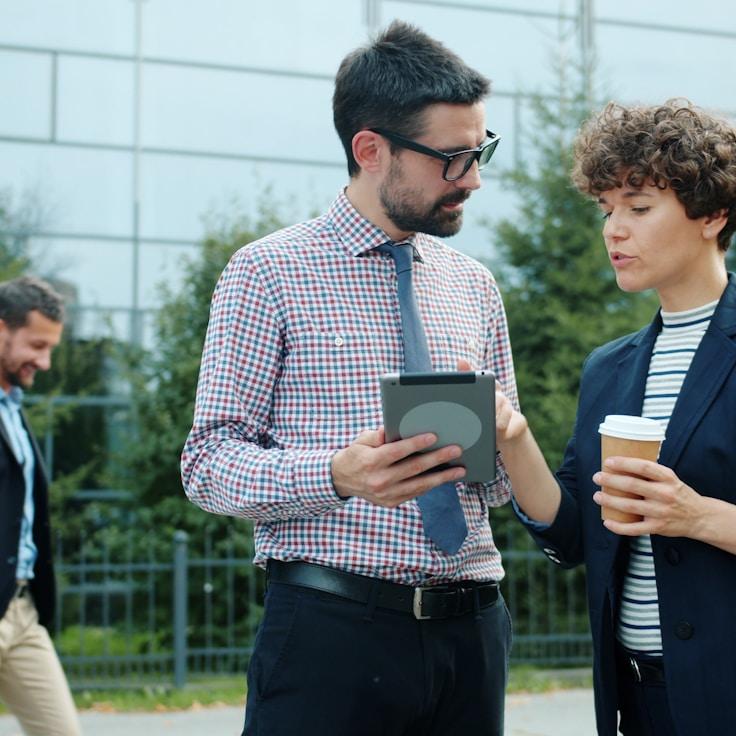 Mobile app development process showing collaborative team environment